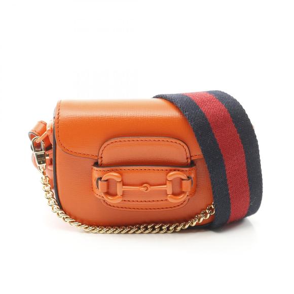 Gucci Horsebit Shoulder Bag Leather Orange - Picture 1 of 6